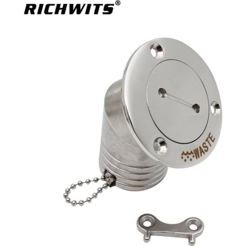 316 Stainless Steel 45 Degree Deck Filler With Key GAS DIESEL FUEL WASTE WATER 38mm 50mm Marine Boat Hardware Deck Filler Caps