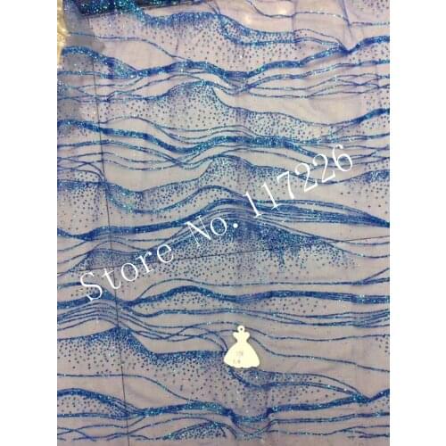 African Glued Glitter Sequins Mesh Fabric Shining Transparent Party Dress Clothes Cloth India Sari Sewing dress