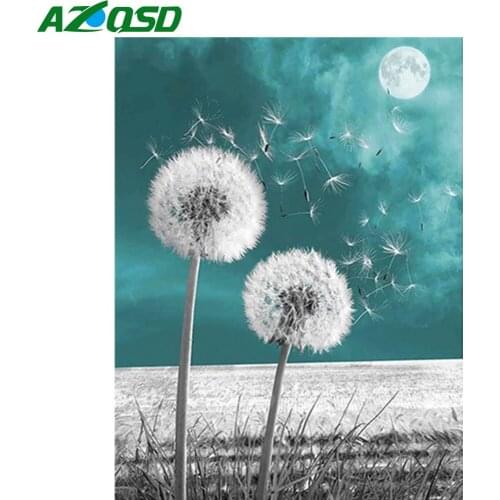 AZQSD Diamond Painting Dandelion Landscape 5D Diy Diamond Embroidery Scenery Full Square Mosaic Cross Stitch Kits Crafts