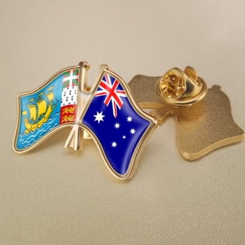 St Pierre and Miquelon and Australia Crossed/Double/Friendship Flags Lapel Pins/Brooch/Badges