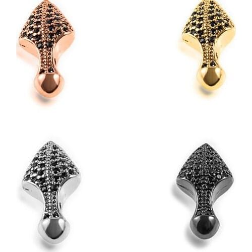 16*8mm Spike teeth crystal micro pave cz zircon cubic zirconia beads DIY necklace charm bracelet connectors yfg3s