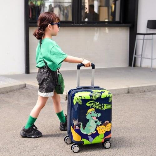 18 inch Cartoon kids suitcase travel trolley luggage bag carry on cabin rolling luggage with wheels childrens bag cabin case