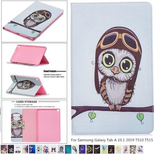 Child Smart PU Leather Printed Cover For Samsung Tab A 10.1 2019 Case Tablet Cover Funda For Galaxy Tab A 10.1 T510 T515 + film