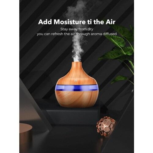 Electric Humidifier Essential Aroma Oil Diffuser Ultrasonic Wood Grain Air Humidifier USB Mini Mist Maker LED Light