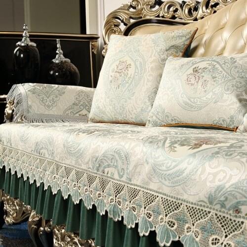 European Luxury 1 2 3 Seater Sofa Cover Jacquard Lace Armrest Chair Cover Couch Slipcovers Corner Sectional Sofa Towel Recliner