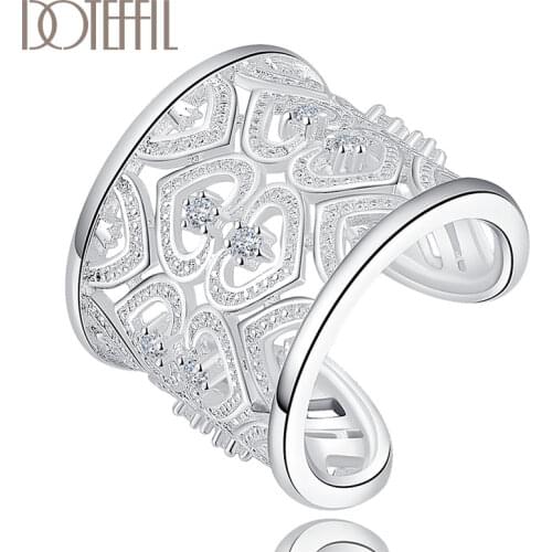 DOTEFFIL 925 Sterling Silver Opening AAA Zircon Many Hearts Ring For Women Fashion Wedding Engagement Party Gift Charm Jewelry