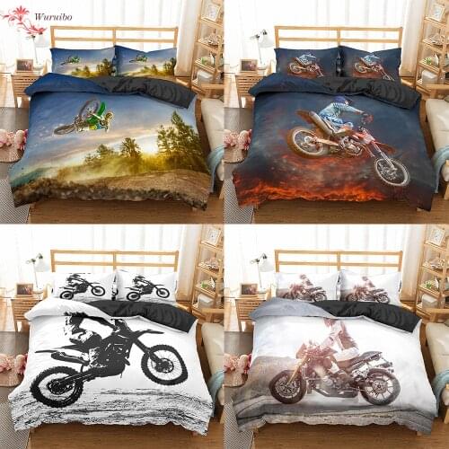 Homesky Motocross Bedding Set For Boys Adults Kids Off-road Race Motorcycle Duvet Cover Bed Cover Single King Double 2/3pcs Suit