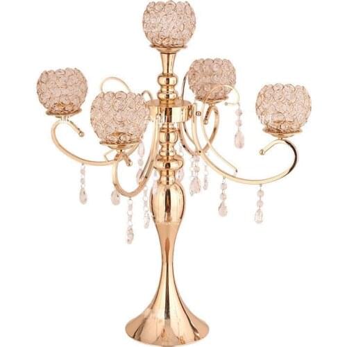 Nordic Creative metal crystal Candlestick Flower arrangement Candle holder wedding Decorative ornaments Road props accessories