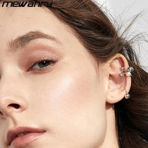Mewanry 925 Sterling Silver Earrings Tassel Pearl Clip Earrings for Women Korean New Fashion Temperament Party Jewelry Gifts