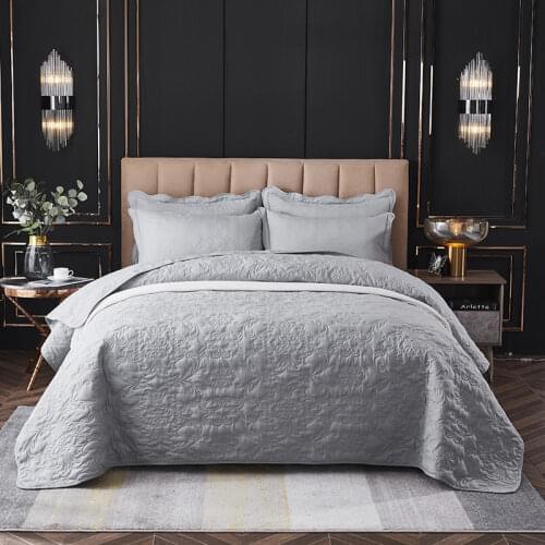 Multifunctional Quilted Bedspread Solid Color Quilting Bed Cover for Adults Thick Bed Sheet Coverlet 220x240/240x250cm