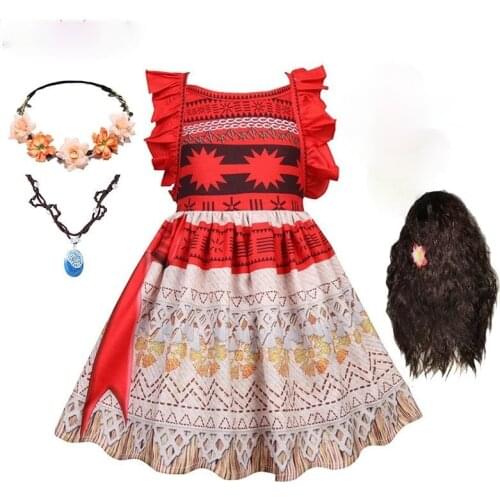 Moana Cosplay Girl Halloween Costume Children Vaiana Childrens Princess Dress