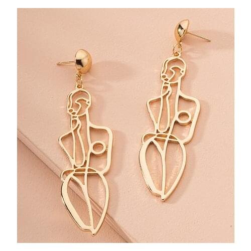 Fashion jewelry human body contour alloy texture abstract body figure earrings for women
