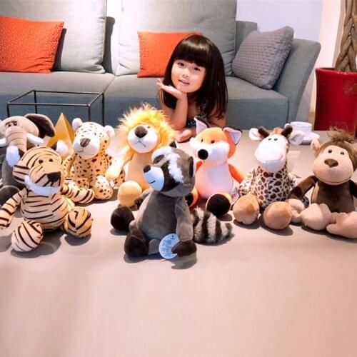 Stuffed Plush Doll Forest Animals Toys Kids Fox Elephant Monkey Simba Lion Tiger Plush Animal Birthdays Toys For Children