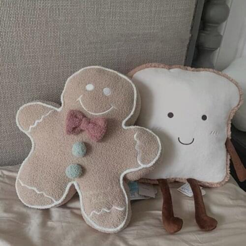Soft Nordic Lovely Gingerbread Man Toast Slice Living Room Sofa Cushion Tatami Bay Window Decoration