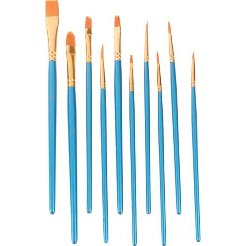 10Pcs Artist Paint Brush Set Nylon Hair Watercolor Acrylic Oil Painting Brushes Drawing Art Supplie