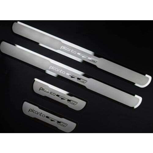 Car Stainless Steel Door Sill Scuff Plate for KIA PICANTO GT LINE 2015-2020 4pcs