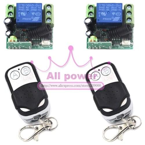 2015 New 12V 1CH Channel RF Wireless Remote Control Relay Switch/Radio System 2 Mini Receiver& 2 Metal Transmitter