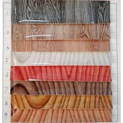 Wholesale 10 yards roll vinyl artificial PU leather quality smooth mirror wood grain fabric mirror wood pattern new fashion