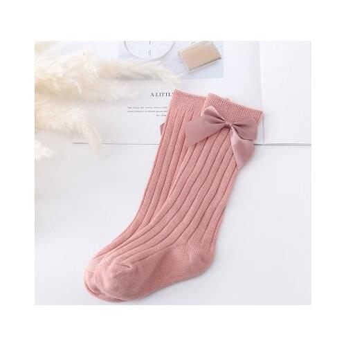 Imcute 2020 autumn and winter new childrens big bow socks casual gentle and cute solid color leg warmers