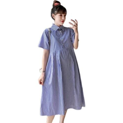 Maternity Dress Clothes for Pregnant Women Clothing Summer Fashion Loose Striped Dresses Maternity Clothes Pregnancy Dress