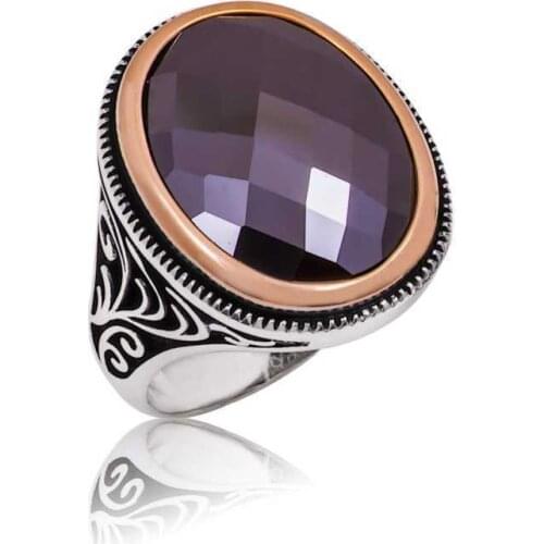 Silverlina Silver Black Stone Men 'S Ring