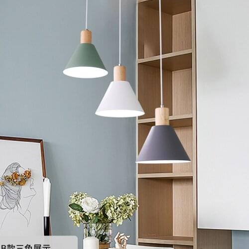 Nordic Wooden Pendant Lighting Luminaire Modern Led Indoor Hanging Lamps Fixture Kitchen Bedside Room Lights Home Decoration E27
