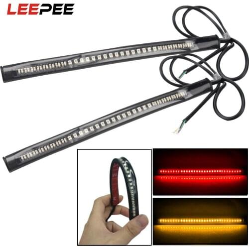 LED Motorcycle Turn Signal Light Universal Moto Flasher Ring Fork Strip Lamp Flashing Blinker DRL Amber Red Yellow Light