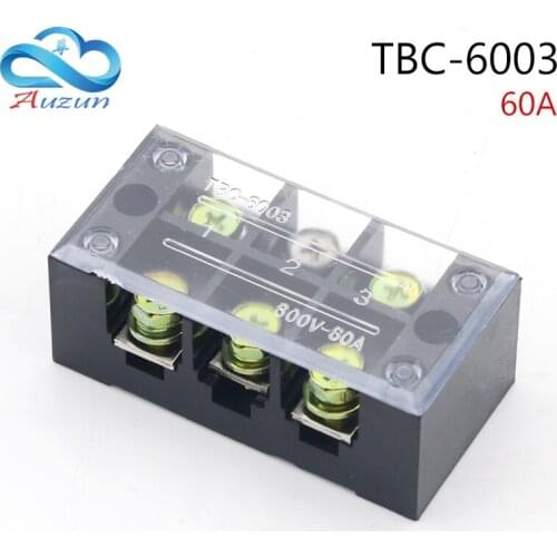 TBC-6003 Terminal Blocks Fixed Terminals High Current 60A 3P Terminal Blocks Copper Contact