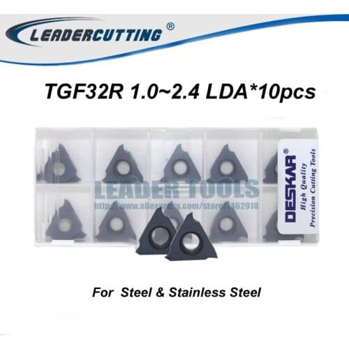 TGF32R100 TGF32R150 TGF320R200 1.0~2.4mm LDA*10pcs DESKAR groove blades,Grooving Carbide Inserts,for Steel and Stainless Steel