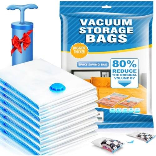 Vacuum Bag for Clothes Storage Bag With Valve Transparent Border Folding Compressed Organizer Travel Space Saving Seal Packet