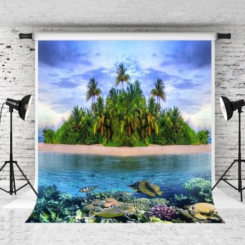 VinylBDS Underwater World Photograph Backgrounds Tropical Forest Island Photographic Backgrounds Backdrops for Photo Studio
