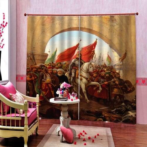 Custom photo 3D murals Window Curtains Western general war oil painting curtains For Living room bedroom