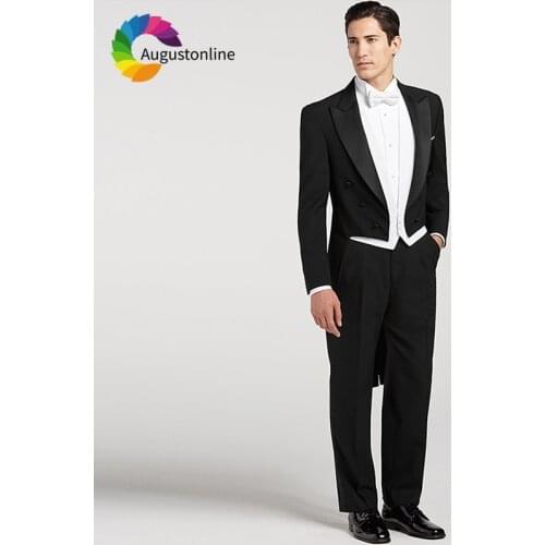 Men Suits For Wedding Black Bridegroom Evening Party Prom Tailcoat Slim Fit Formal Blazer Custom Tuxedo Terno Best Man 3 Pieces