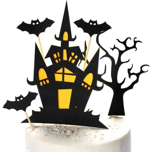 1 Set Cake Topper Halloween Decoration Cupcake Topper Cake Insert Happy Birthday Cake Topper Pumpkin Witch Party Dessert Decor