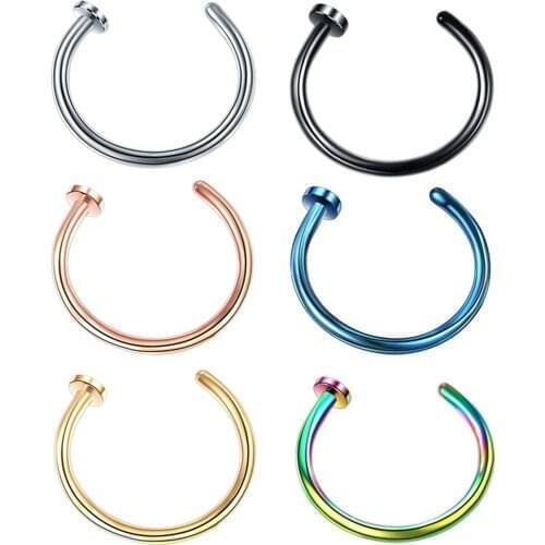2021 Fake Piercing Medical Titanium Nose Ring For Women Open Hoop Ring Type Hoop Piercing Stud Body Jewelry Accessories
