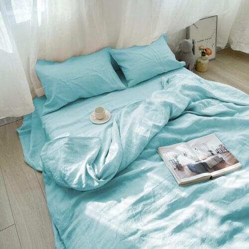 Free Shipping 3Pcs Linen Duvet Cover Sets One Cover + Two Pillow Cases 4 Colors D. Natural Coffee Tiffany M.Greyavailable