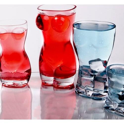 Sexy Lady Men Durable Double Wall Whiskey Glasses Wine Shot Creative Body Shape Glass Cup Glass Big Chest Beer Cup 4