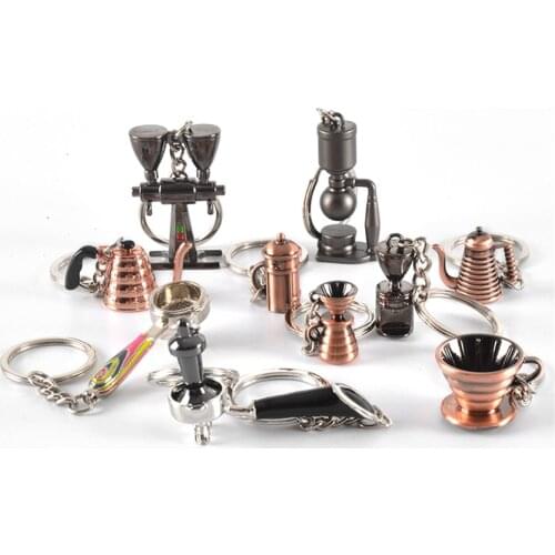 CoffeeTampe Keychain Gift Creative Barista Coffee Machine Handle Moka Pitcher Keyring Portable Coffeeware Espresso Accessories