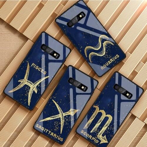 Zodiac Signs Tempered Glass Phone Case For Samsung Galaxy S8 S9 S10 S20 PLUS J8 J6 J4 2018 NOTE 8 9 10 luxury Cover Shell