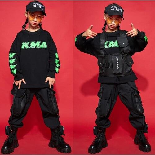Kids Hip Hop Clothing Loose Sweatshirt Top Camo Tactical Cargo Pants Girls Boys Jazz Ballroom Dance Costume Performance Clothes