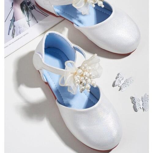 Size 26-34 Fashion Kids Shoes for Girl Sandals Toddler Girl Simulation Pearl Lace Pink Princess Shoes Non-slip Sandals