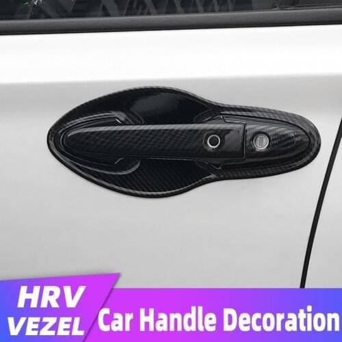 For Honda HRV VEZEL Handle Door Bowl Decorate 2014 2015 2016 2017 2018 2019 2020 Car Carbon Black Door Handle Cover Trim