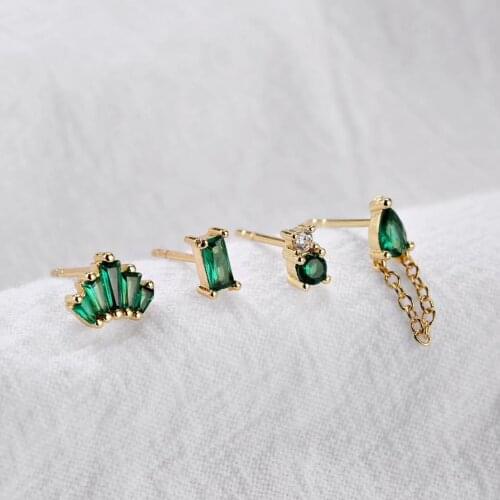 HECEHNG, Minimalist Mixed Small Earrings Set ,Simple Geometric Jewelry,Colorful CZ Stone Ear Stud For Women