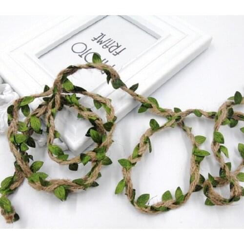 5mm Simulation Green Leaves Weaving Hemp Rope DIY Wedding Birthday Wedding Decoration Rattan Gift Bouquet Packaging Rope