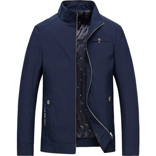 2020 Spring Autumn Men Jacket Coat Singles Stand Collar Casual Business Portable Solid Zipper Outwear High Quality Male Clothing