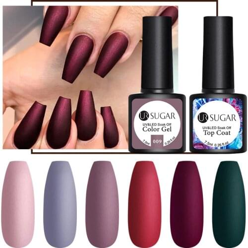 UR SUGAR 7.5ml Matte Color UV Gel Nail Polish Nail Matte Top Coat Soak Off Nail Art Gel Varnish varnish Base DIY