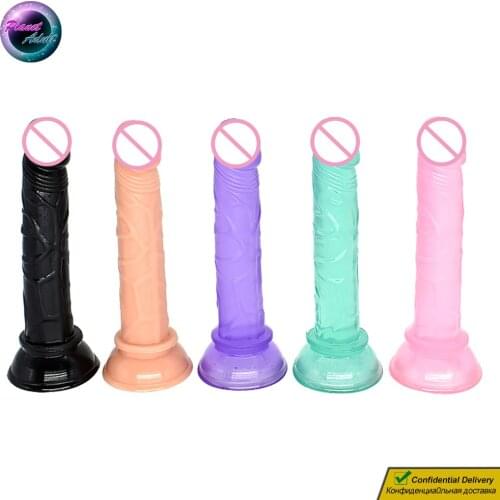 14.5cm Mini Dildo PVC Fake Penis Masturbator Realistic Dick with Suction-Cup Vagina Pussy Anal Massager Sex Toys for Women Gay