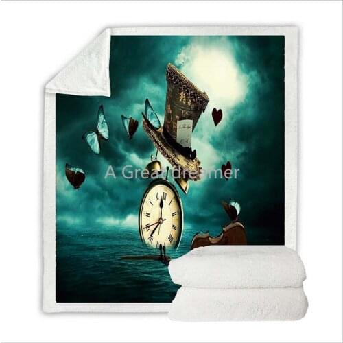 Fashion 3d Clock Sherpa Blanket Cashmere Soft Cartoon Home Camping Aircraft Blanket Dropshipping Weighted Blanket For Kids Gift