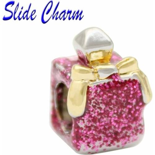 Fashion jewelry DIY charm European and American style red female perfume bottle charm beads Fit Pandora Bracelet Necklace