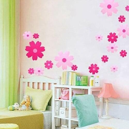1 set Pink Flowers Home Decor Girl Childrens Room/Nursery Wall Sticker Art Decal Nice Wall Stickers For Kids Rooms Home Decor